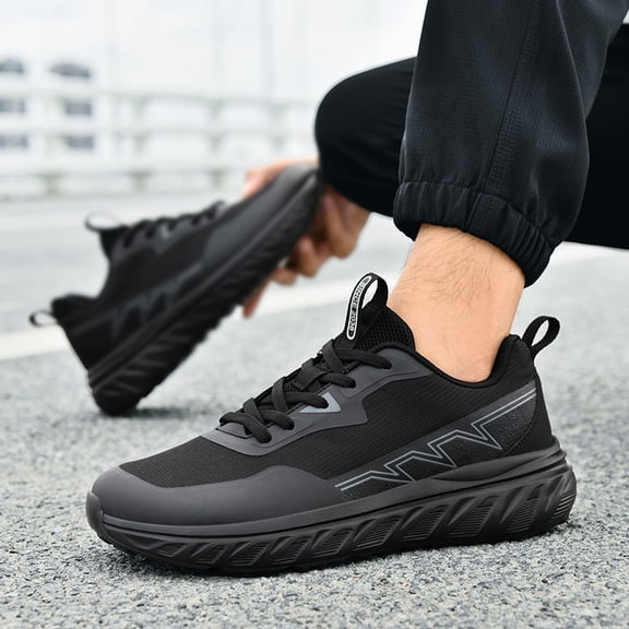 Men's Breathable Low-Top Sneakers with Cushioned Comfort - Minimalist Round-Toe Lace-Up Shoes Suitable for All- Wear, Casual, Office & Semi-Formal Occasions - Rubber Sole & Soft Insole (EU 39-46)