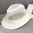 thumbnail image 1 of Men's Breathable Mesh Fedora Hat, Summer Wide Brim UV Protection Sun Hat for Beach Golf Outdoor Activities, 1 of 6