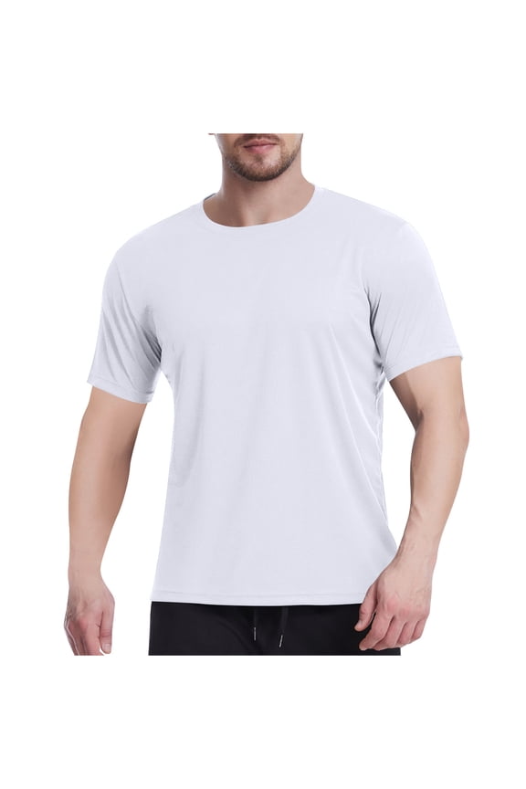 Men's Breathable Mesh Gym Shirt Short Sleeve Round Neck Stretchy Fitted Tops Moisture Wicking Training Tees