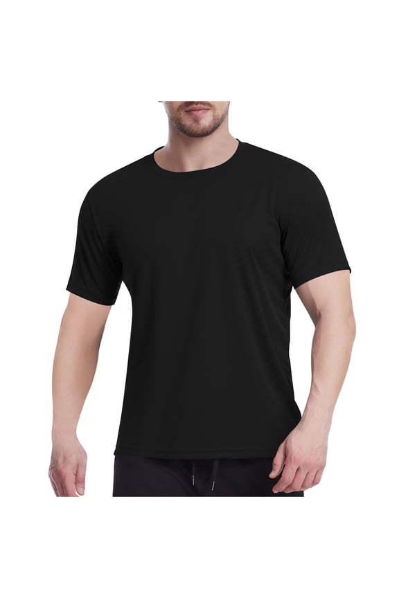 Men's Breathable Mesh Gym Shirt Short Sleeve Round Neck Stretchy Fitted Tops Moisture Wicking Training Tees