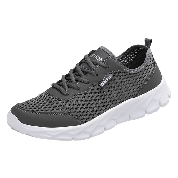 Men's Breathable Mesh Lace Up Running Shoes Wide Width Hollow Out Comfortable Non Slip Sneakers