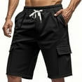 thumbnail image 1 of Men's Breathable Mesh Lined Shorts, Summer Running Shorts with Quick-Dry Tech & Multi-Pocket Design ,Black L, 1 of 4