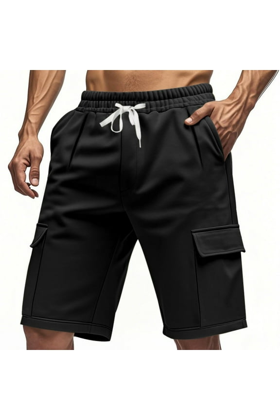 Men's Breathable Mesh Lined Shorts, Summer Running Shorts with Quick-Dry Tech & Multi-Pocket Design ,Black M