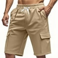thumbnail image 1 of Men's Breathable Mesh Lined Shorts, Summer Running Shorts with Quick-Dry Tech & Multi-Pocket Design ,Khaki 2XL, 1 of 4