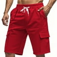 thumbnail image 1 of Men's Breathable Mesh Lined Shorts, Summer Running Shorts with Quick-Dry Tech & Multi-Pocket Design ,Red L, 1 of 4