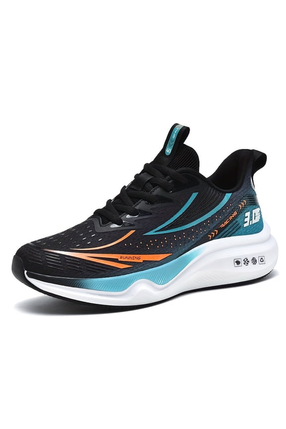 Men's Breathable Mesh Running Shoes - Casual Athletic Sneakers with Striped Design, Lace-Up, Perfect for Spring/Summer/Fall