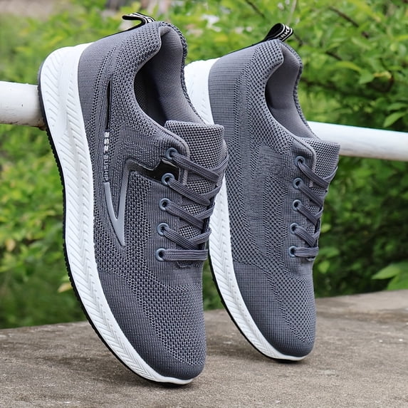 Men's Breathable Mesh Sneakers, Black Trendy Versatile Work Shoes Summer Anti-Odor Casual Shoes, Slip- Lightweight Woven Running Shoes,