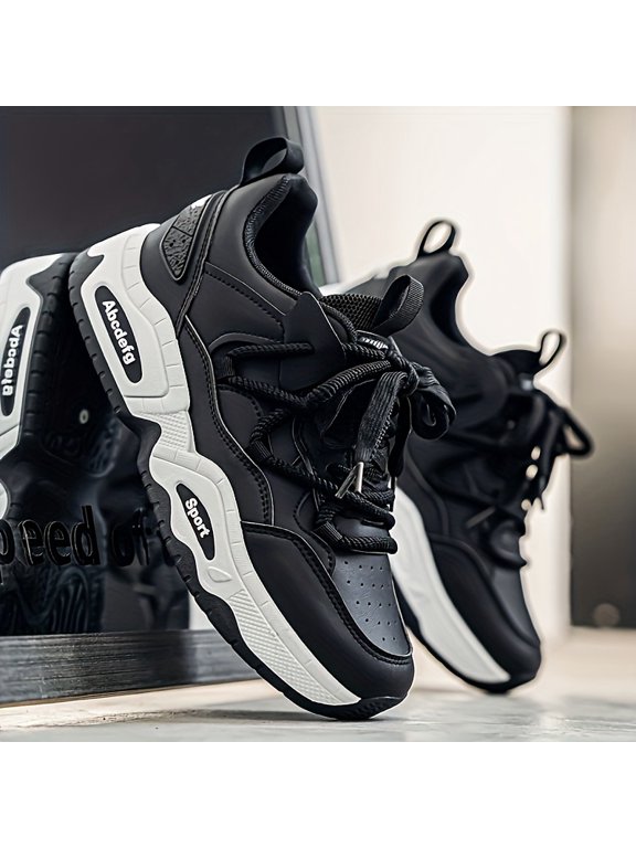 Men's Breathable Mesh Sneakers - Upper & Rubber Sole Low-Top Casual Shoes with Cushioned, All-Season Round Toe for Urban Style, Gym,, Daily Wear - Lace-Up (Compatible with Smartwatch/Mobile Payment)