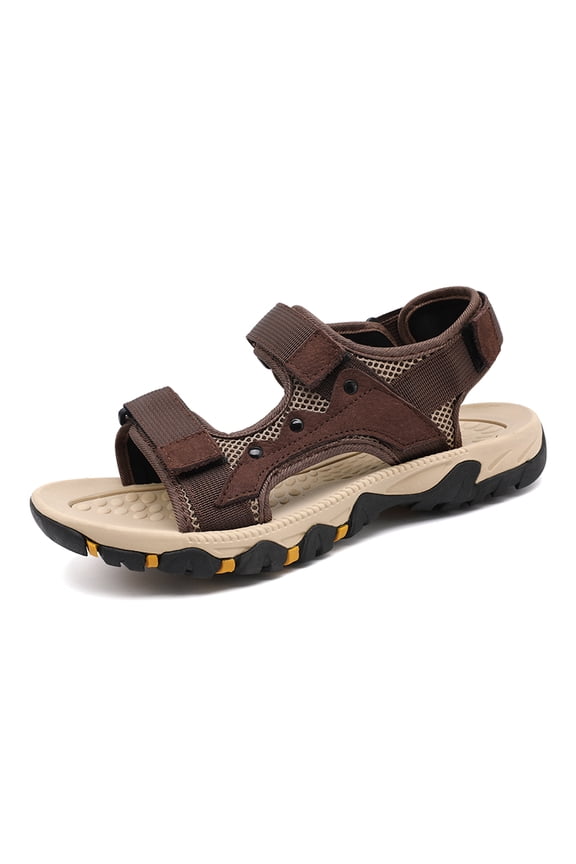 Men's Breathable Mesh Sport Sandals, Adjustable Tan Outdoor Hiking Shoes