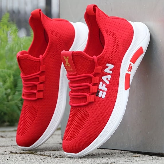 Men's Breathable Mesh Versatile Red Anti-Slip Shoes,