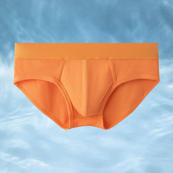 Men's Breathable Mid Rise Briefs Soft Stretch Blend Underwear Stylish Comfortable Everyday Casual Solid Design For WearOrangeXL