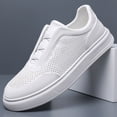 thumbnail image 1 of Men's Breathable Perforated Leather Casual Sneakers, Low-Top Lace-Up Skate Shoes, 1 of 8
