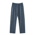 thumbnail image 1 of Men's Breathable Plaid Pajama Pant, Relaxed Fit, Drawstring, with Pockets & Elastic Waist Sleepwear for Men Size M-4XL Navy, 1 of 3