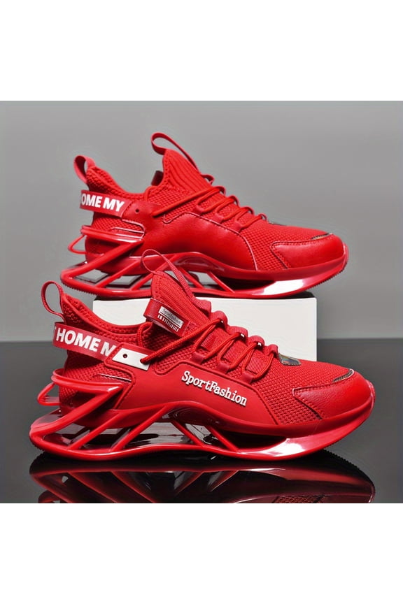 Men's Breathable Running Sneakers with Mesh Upper & Net Face - Lightweight Sneakers Suitable for, Gym, Casual Wear - Round Toe Box, Lace-Up Closure, Cushioned (Solid Color)