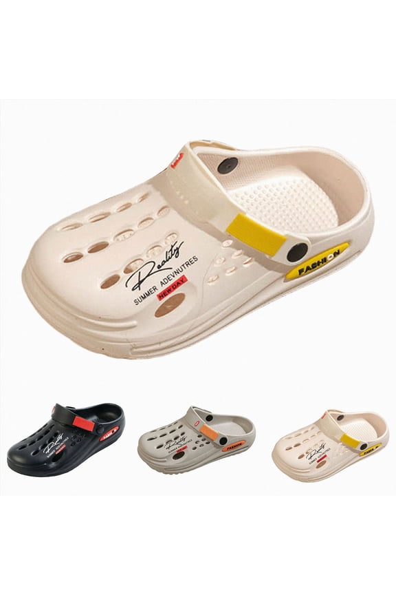 Men's Breathable Slip on Clogs Non Slip Sole Thick Platform Comfortable Summer Sandals Adjustable Ankle Strap Outdoor Garden Activities Shoes Khaki Size 8