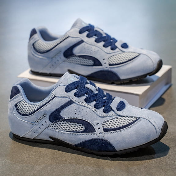 Men's Breathable Sneakers with Rubber Sole - Minimalist Lace-Up Round Toe Casual Shoes Suitable for - Wear, Soft Microfiber - Versatile for Casual, Office & Semi-Formal Occasions (Solid Colors)