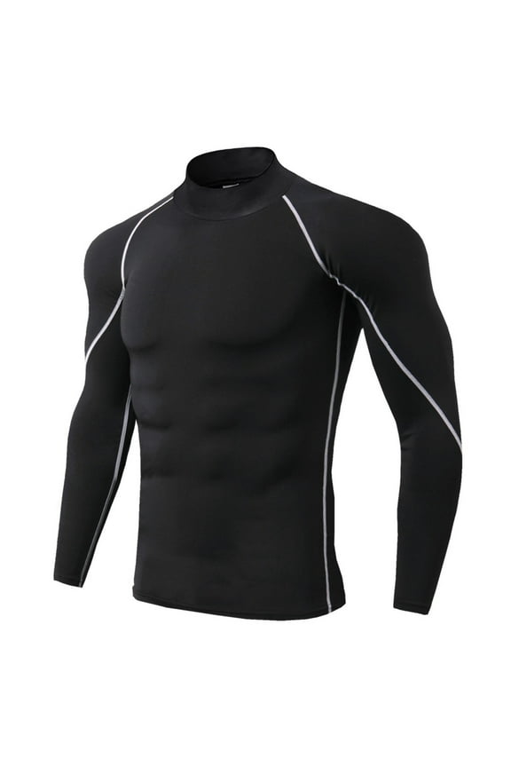 Men's Breathable Sports Base Layer Top - Long Sleeve, Quick-Drying, Slim Fit for Fitness & Winter Wear