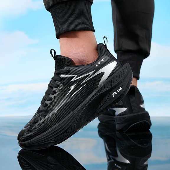 Men's Breathable Ultra-Light Casual Sports Running Shoes, Lightweight Cushioned Sneakers with TPU Outsole, Breathable White Purple Red Black Design, Suitable for Casual Wear, Gym Training, and All Se