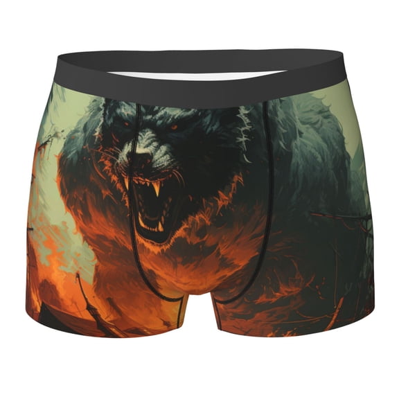 Men's Breathable Underwear Boxer Briefs Panties Pouch, Werewolf Night Cool Art