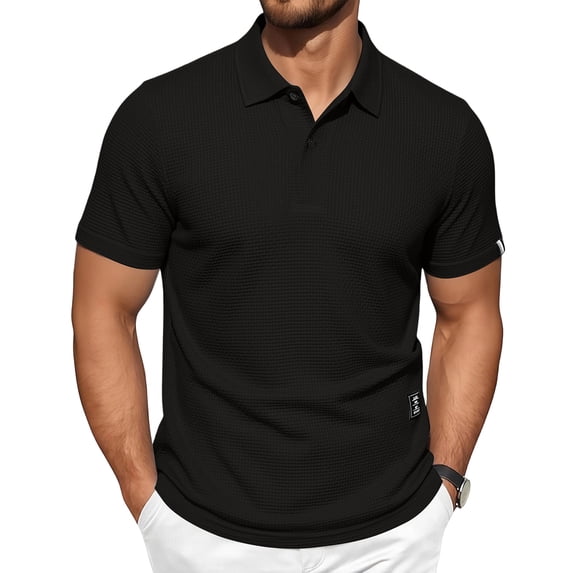 Men's Breeze Polo Shirts Short Sleeve Textured Fabric Quick Dry Stretchy Casual Golf Wear