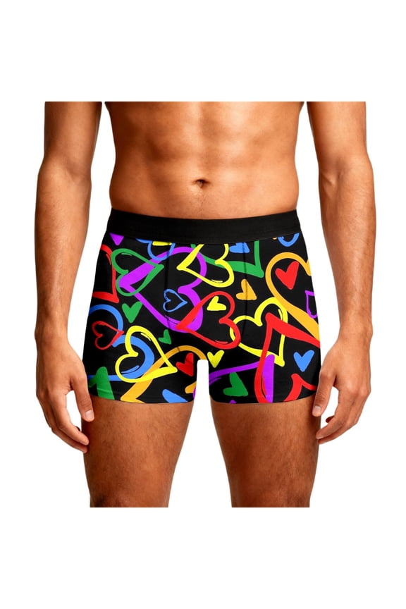 Men's Brief Underwear Funny Novelty Heart Comfort Valentine's Day Breathable Underwear A XXL