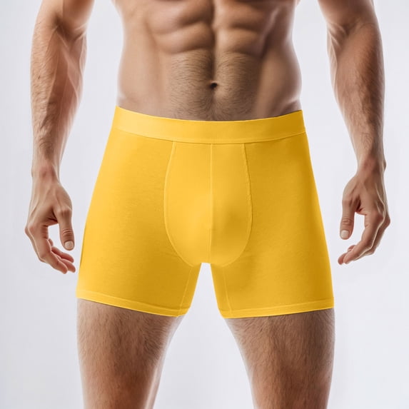 Men's Briefs 4 Pack Blend Breathable Underwear Soft Comfort Stretch Fit Supportive Waistband For Daily Wear Sports, L, Yellow