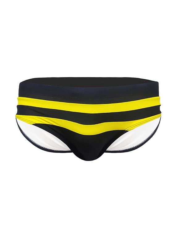Men's Briefs Rainbow Swimming Trunks with Removable Pad Swimwear Elastic Beach Shorts Boxers Underwear Black L
