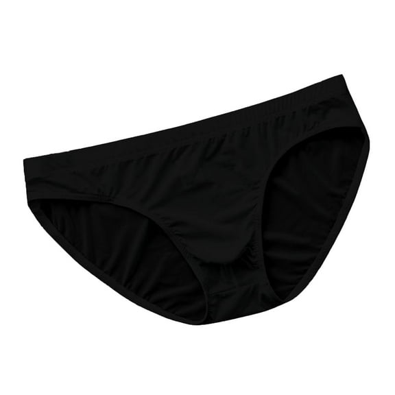 Men's Briefs Sexy Ice Silk Smooth Low Waist Underpants Basic Bikini Breathable Comfy Underwear