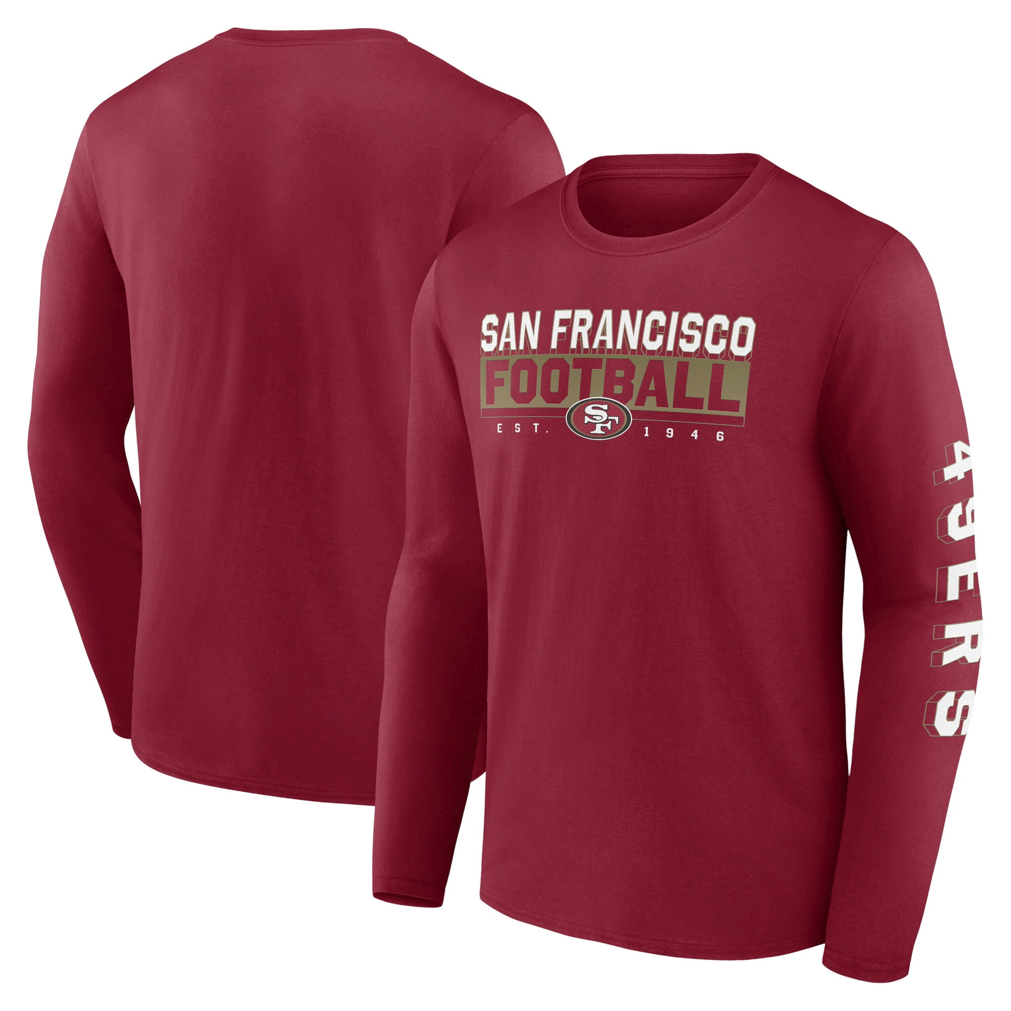 Men's Bright Cardinal San Francisco 49ers Full Fade Long Sleeve TShirt