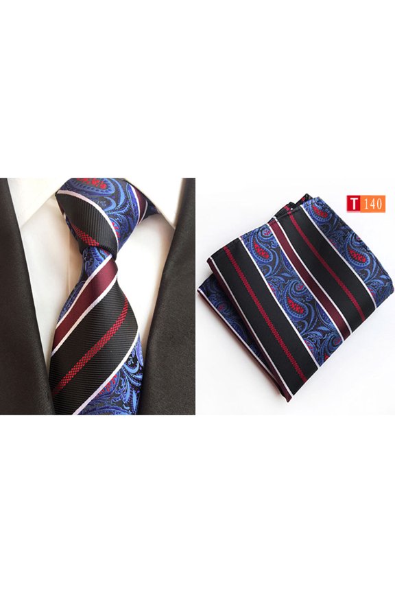 Men's Bright Color Paisley Necktie Tie Handkerchief Pocket Square Matching Set