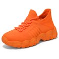 thumbnail image 1 of Men's Bright Orange Knit Mesh Lace Up Sock Sneakers, Wavy Thick Anti Slip Sole Breathable Lightweight Athletic Walking Shoes, 1 of 8