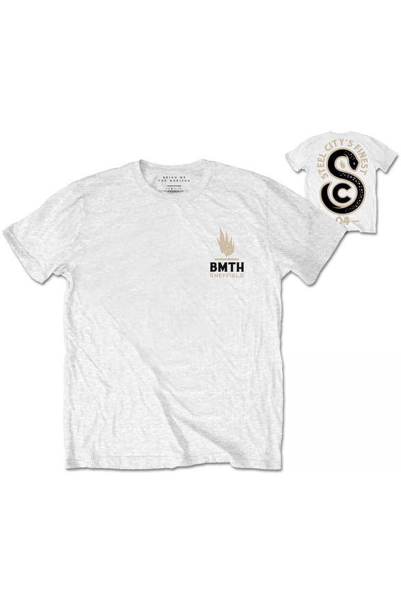 Men's Bring Me The Horizon Sheffield Snake (Back Print) T-shirt Small White