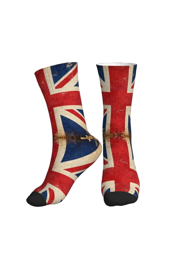 Men's British Flag Pattern Novelty Athletic Socks Women's Digital Printing Funky Patterned Crew Socks
