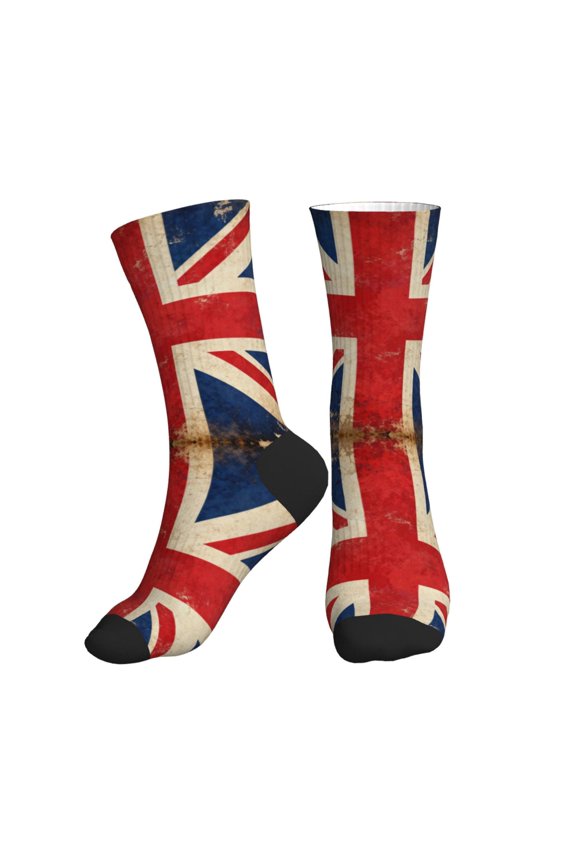 Men's British Flag Pattern Novelty Athletic Socks Women's Digital Printing Funky Patterned Crew Socks