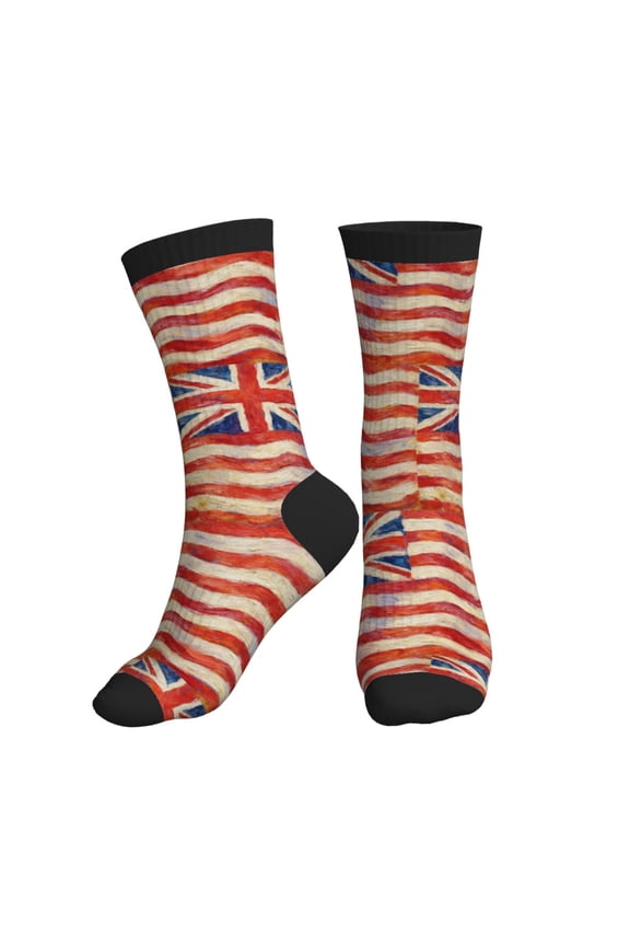 Men's British Flag Print Novelty Athletic Socks Women's Digital Printing Funky Patterned Crew Socks