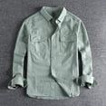 thumbnail image 1 of Men's British Simple Solid Color Long Sleeved Shirt Wash Woven Twill Cotton Versatile Ameikeji Fashion Male Cargo Work Shirt, 1 of 5