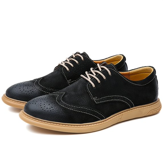 Men's British Style Brogue Shoes, Soft-Soled Low-Top Business Formal Footwear for Spring & Autumn, Comfortable Office, Meeting & Casual Wear