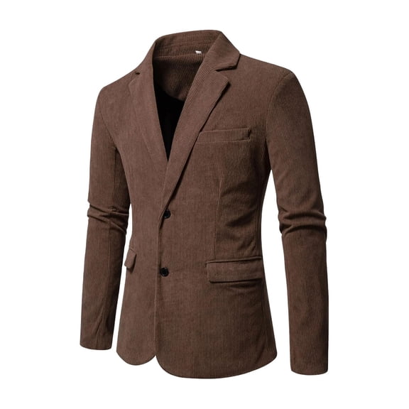 Men's British Style Corduroy Blazer - High-Quality Single-Breasted Solid Color Casual Suit Jacket, Fashionable Outerwear, Camel, S
