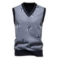 thumbnail image 1 of Men's British Style Solid Color Vests V Neck Sleeveless Slim Fit Knit Pullover Elastic Sweater Tank Top, 1 of 7