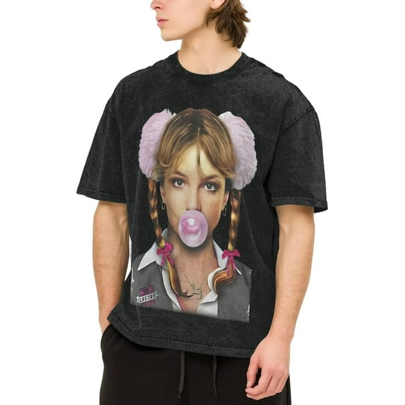Men's Britneys Music Spears T-Shirt Washed Vintage Loose Short Sleeve Tee Top 161