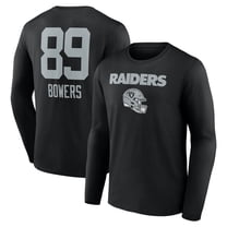 Men's Brock Bowers Black Las Vegas Raiders Name & Number Team Wordmark Long Sleeve T-Shirt