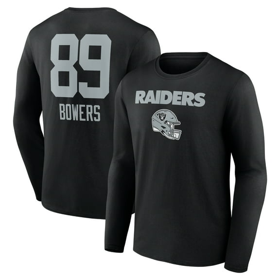 Men's Brock Bowers Black Las Vegas Raiders Name & Number Team Wordmark Long Sleeve T-Shirt
