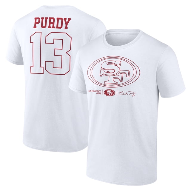 Men's Brock Purdy White San Francisco 49ers Outline Player T-Shirt ...