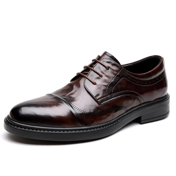 Men's Brogue Cap‑toe Oxford Dress Shoes, Lace‑up Closed Round Toe ...