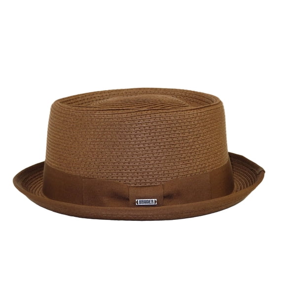 Men's Broner Summer Hat Woven Straw Style Porkpie STAND UP 88-8602 Brown