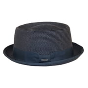 Mens Broner Summer Hat Woven Straw Style Porkpie STAND UP 88-8604 Navy