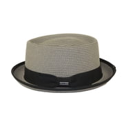 Mens Broner Summer Hat Woven Straw Style Porkpie STAND UP 88-8609 Gray