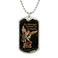 thumbnail image 1 of Men's Bronze Archangel St. Michael Shield Necklace, Antiqued Brass Chain, St Michael Protect Us in Battle Police Dog Tag - Graphic Military Dog Tag Necklace (Optional Personalized Engraving), 1 of 5