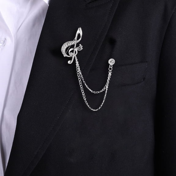 Men's Brooch, Music Note Chain brooch,Suit Pin Badge Hanging Chains Collar Brooches,Husband Boyfriend Valentine's Day Anniversary Birthday Gift
