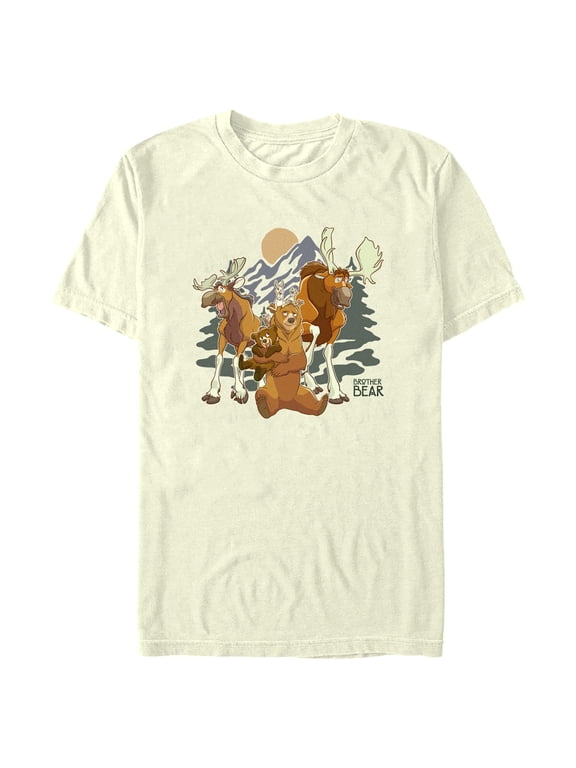 Men's Brother Bear Group Shot Logo Graphic Tee Beige Large